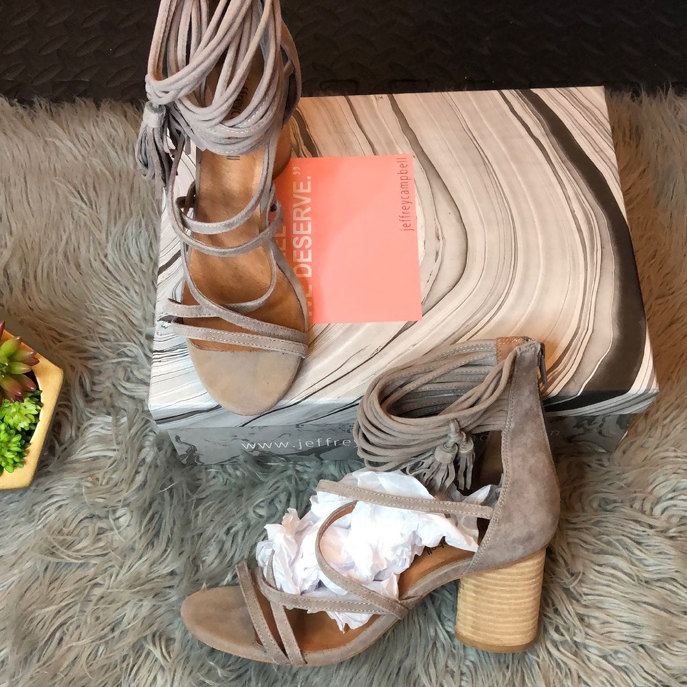 Jeffery Campbell Despina heel 7.5 taupe suede